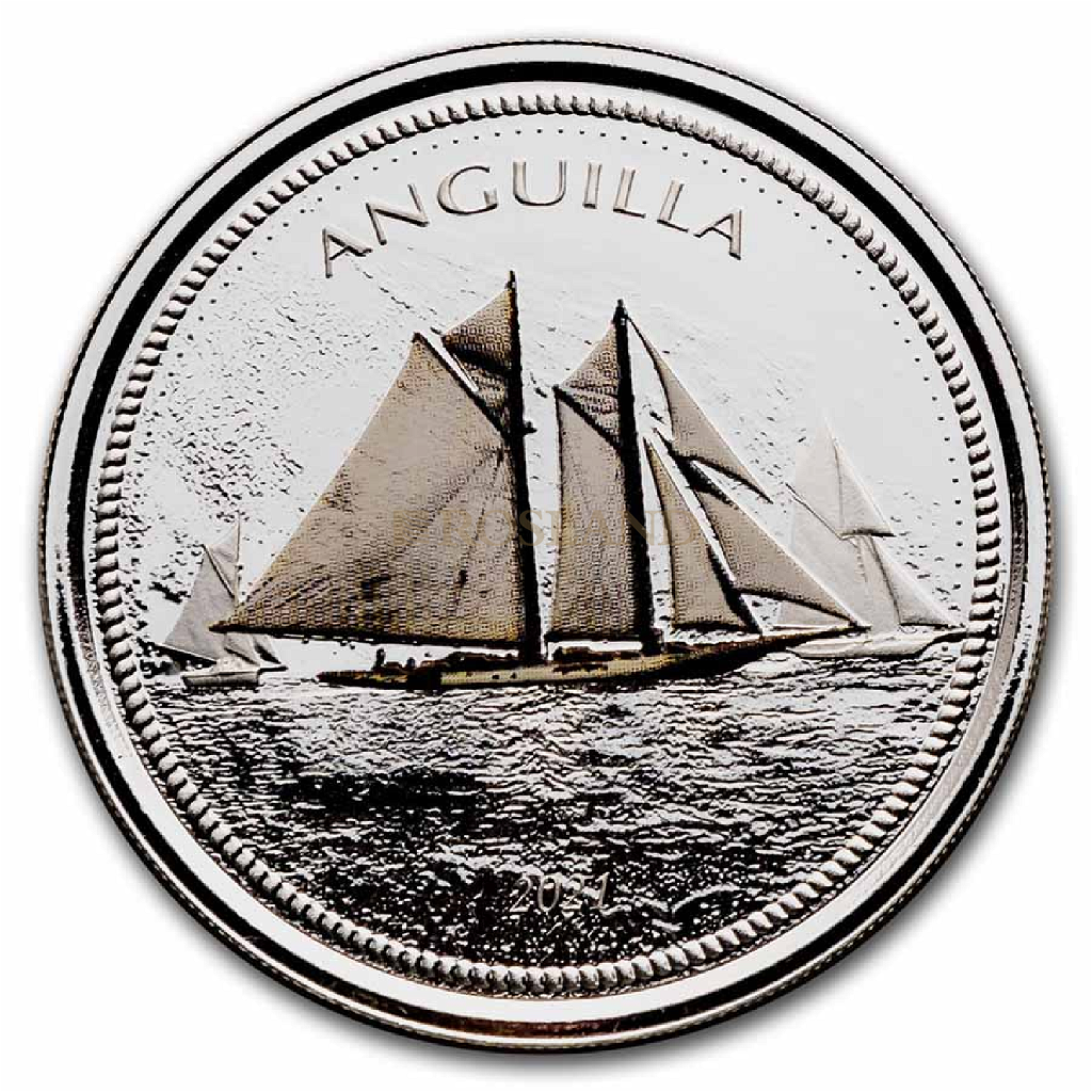 1 Unze Silbermünze EC8 Anguilla Sailing Regatta 2021 PP (Koloriert, Box)