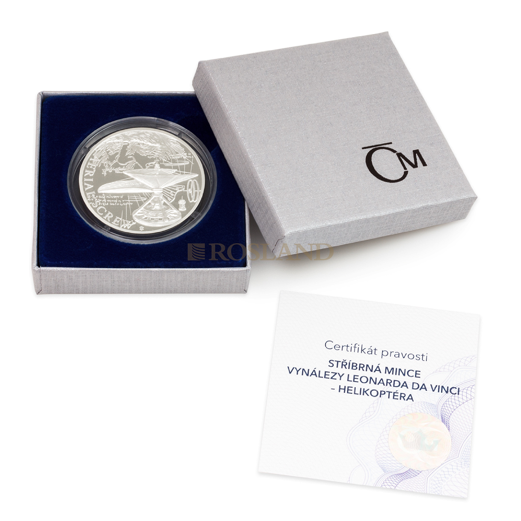 1 Unze Silbermünze Niue 500 Jahre Leonardo Da Vinci - Hubschrauber 2019 PP (Box, Zertifikat)