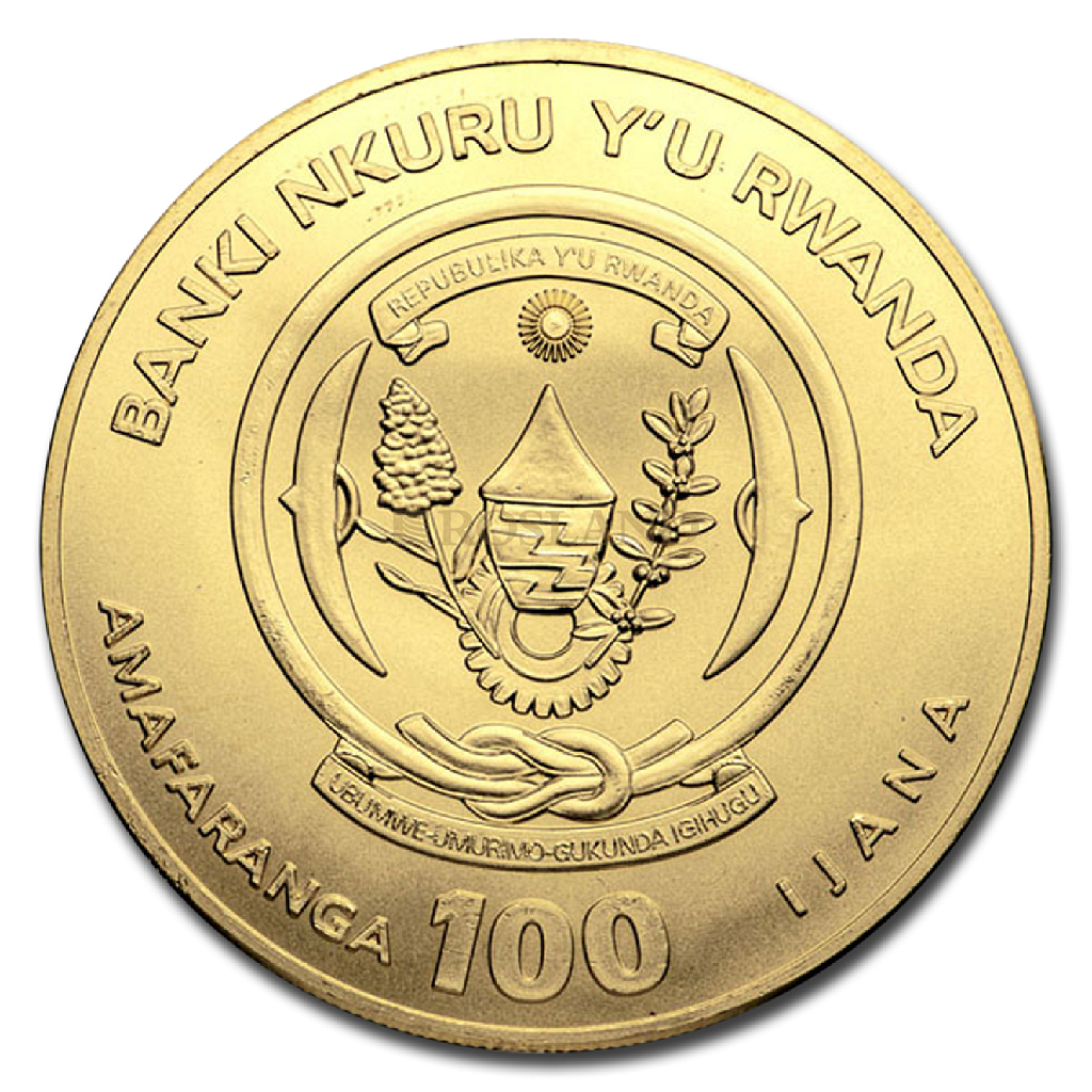 1 Unze Goldmünze Ruanda Lunar Ochse 2021 (Box, Zertifikat)