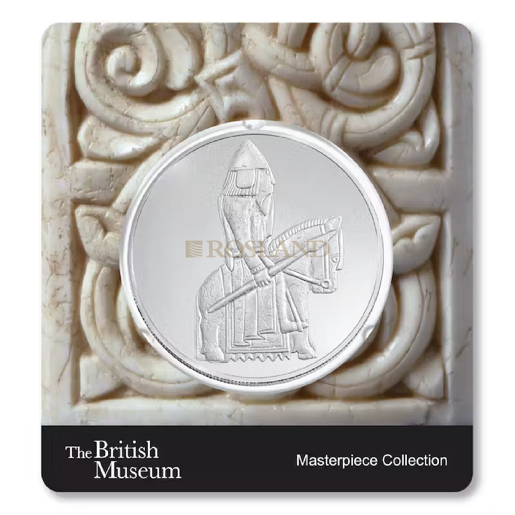 2,5 Unzen Silbermünze PAMP Britisches Museum Lewis Chessmen - The Knight 2021 (PP, Zertifikat)