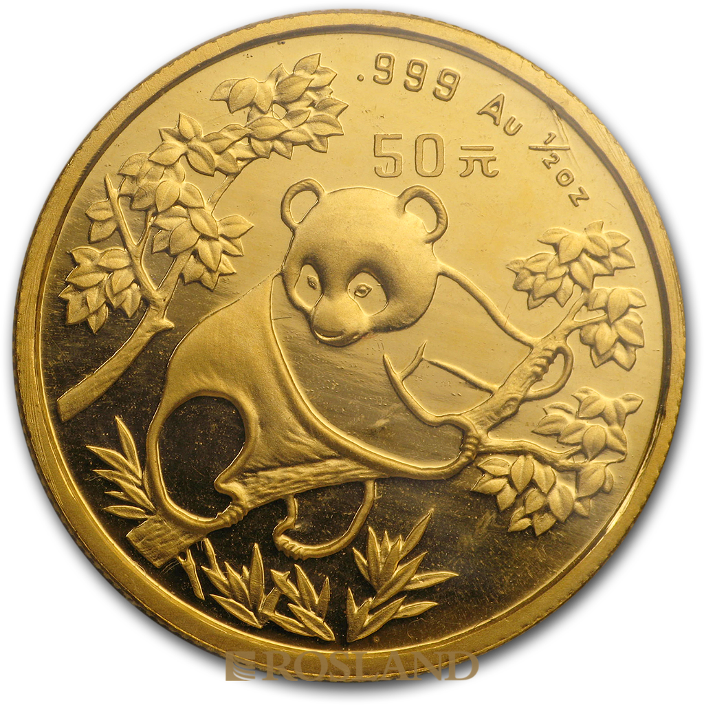 1/2 Unze Goldmünze China Panda 1992
