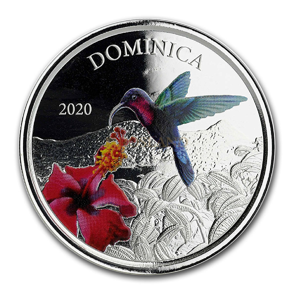 1 Unze Silbermünze EC8 Dominica Kolibri 2020 PP (Koloriert, Box)