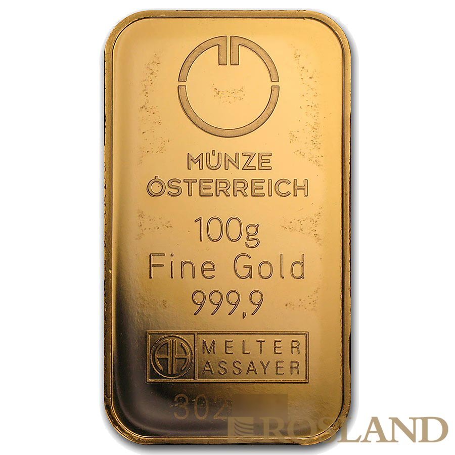 100 Gramm Goldbarren Münze Österreich