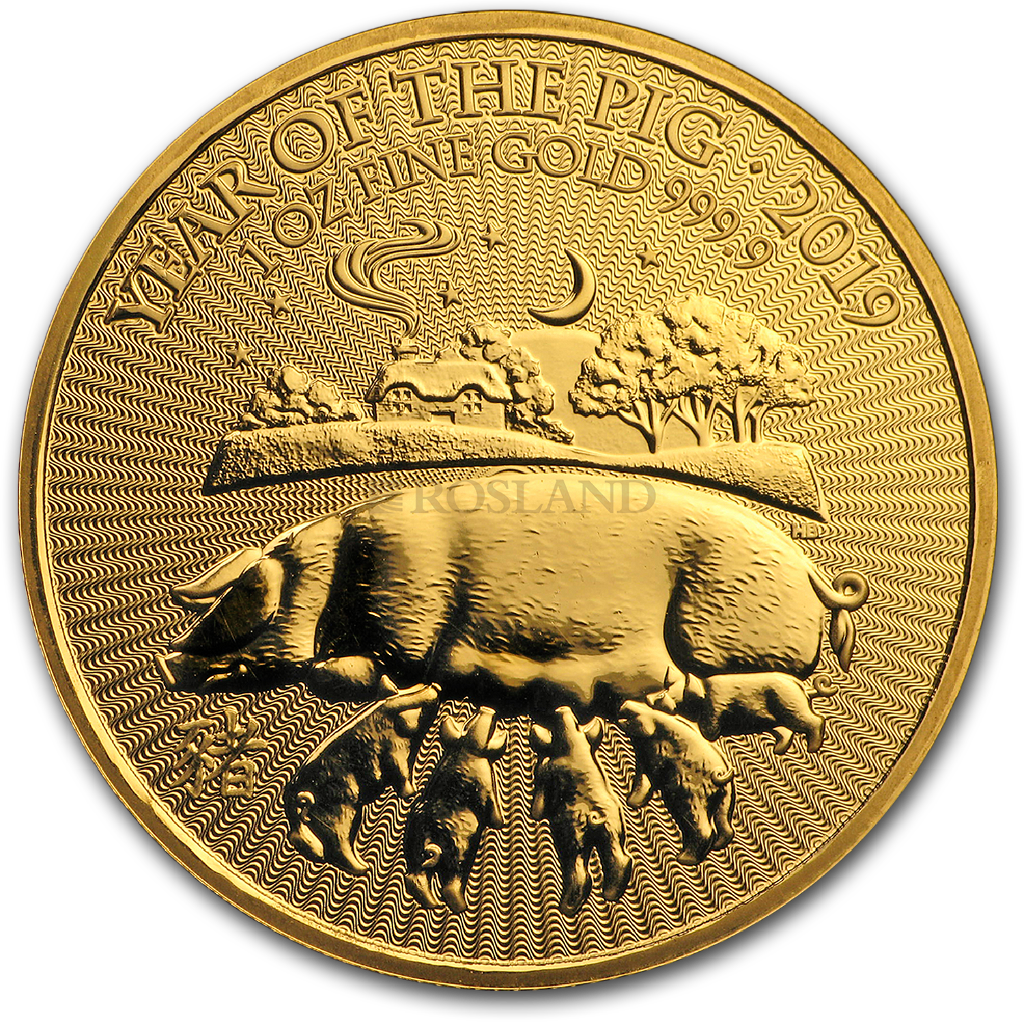 1 Unze Goldmünze Großbritannien Lunar Schwein 2019