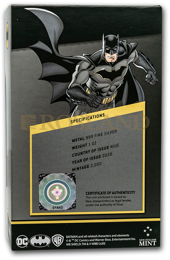 1 Unze Silbermünze Niue Chibi Batman 2020 (Koloriert, Box, Zertifikat)