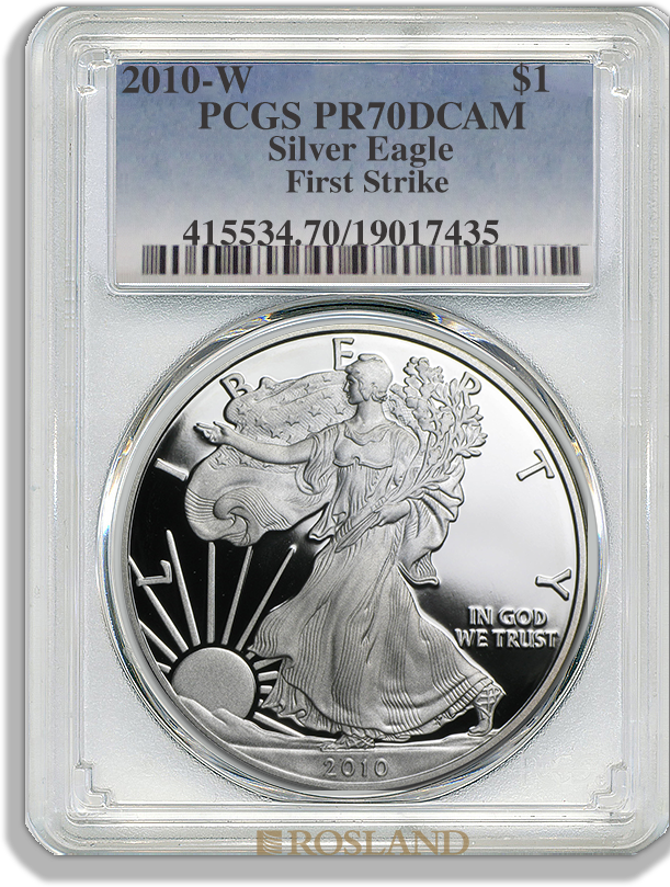 1 Unze Silbermünze American Eagle 2010 (W) PP PCGS PR-70 (FS, DCAM)