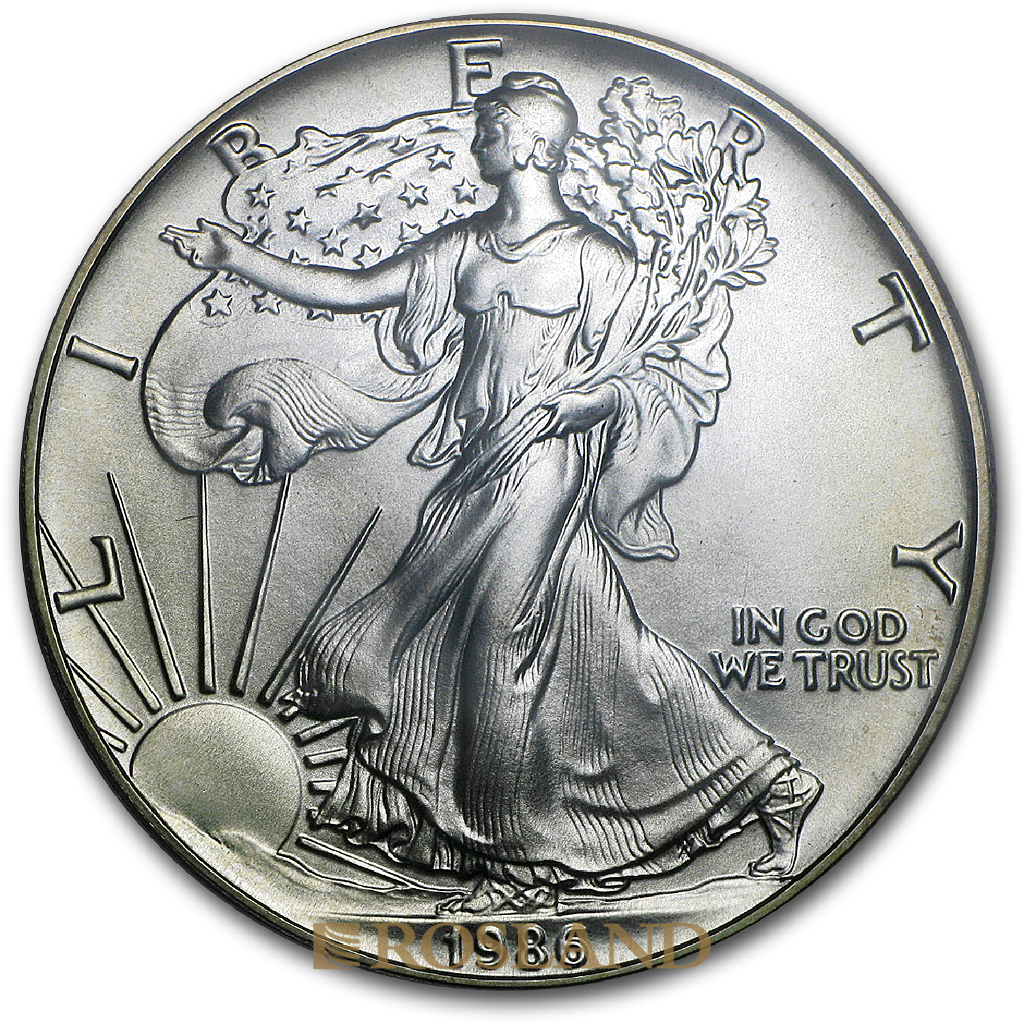1 Unze Silbermünze American Eagle 1986 PCGS MS-70