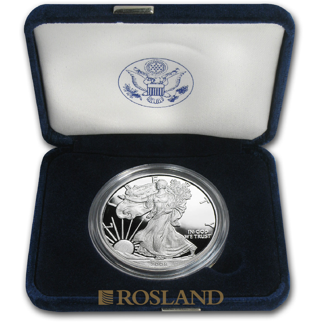 1 Unze Silbermünze American Eagle 2008 (W) PP (Box, Zertifikat)