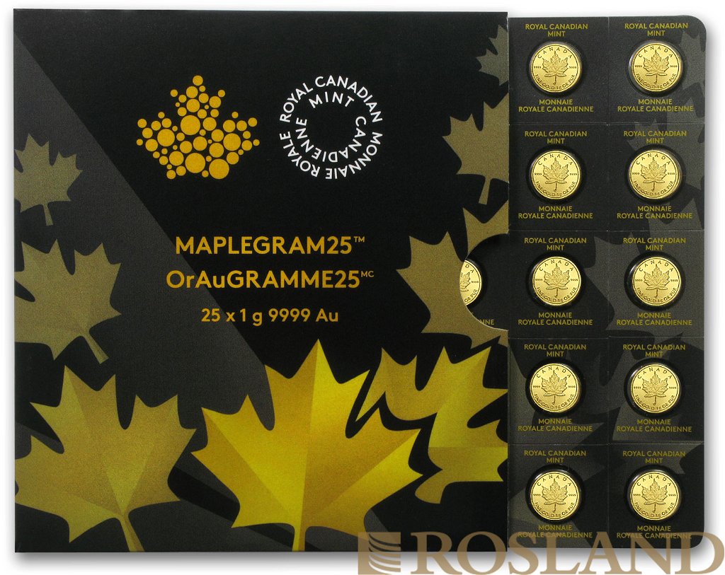 25x1 Gramm Goldmünze Maple Leaf 2015 (Maplegram25™)
