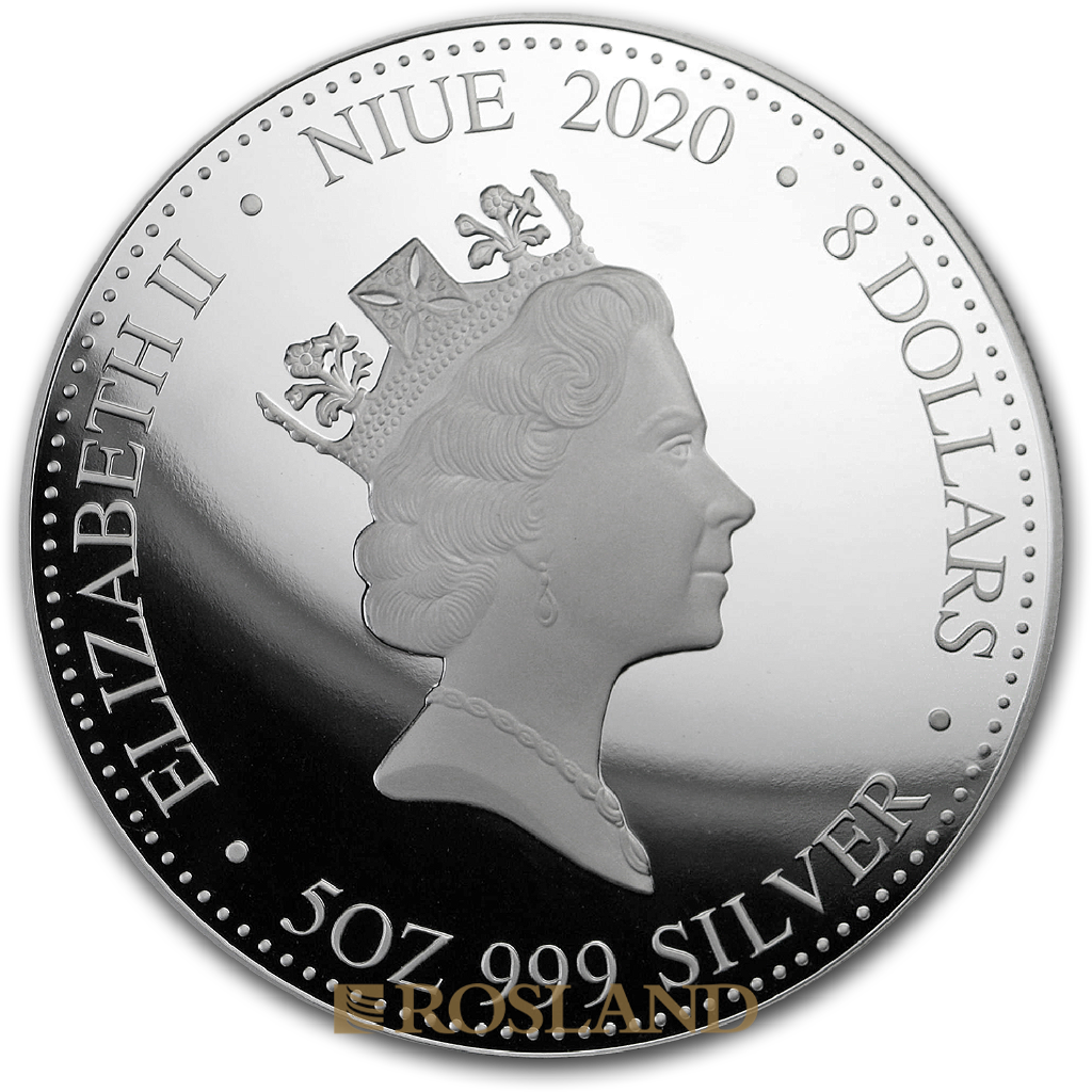 5 Unzen Silbermünze Jahr der Ratte 2020 PP (Vergoldet, Box, Zertifikat)