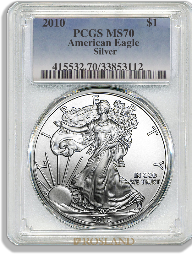 1 Unze Silbermünze American Eagle 2010 PCGS MS-70