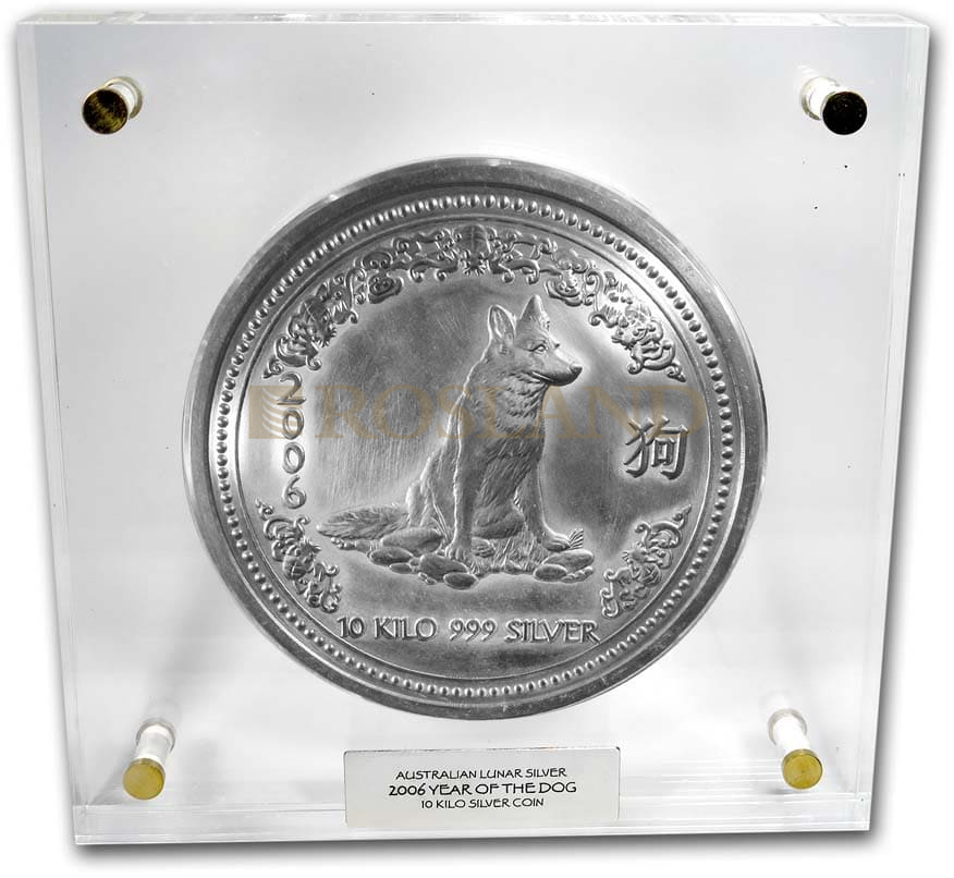 10 Kilogramm Silbermünze Lunar 1 Hund 2006 (Box, Zertifikat)