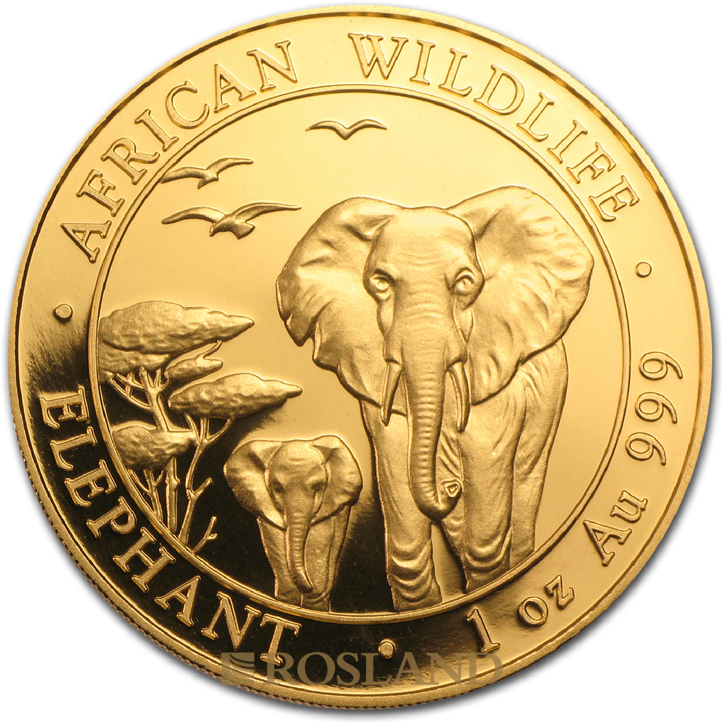 1 Unze Goldmünze Somalia Elefant 2015