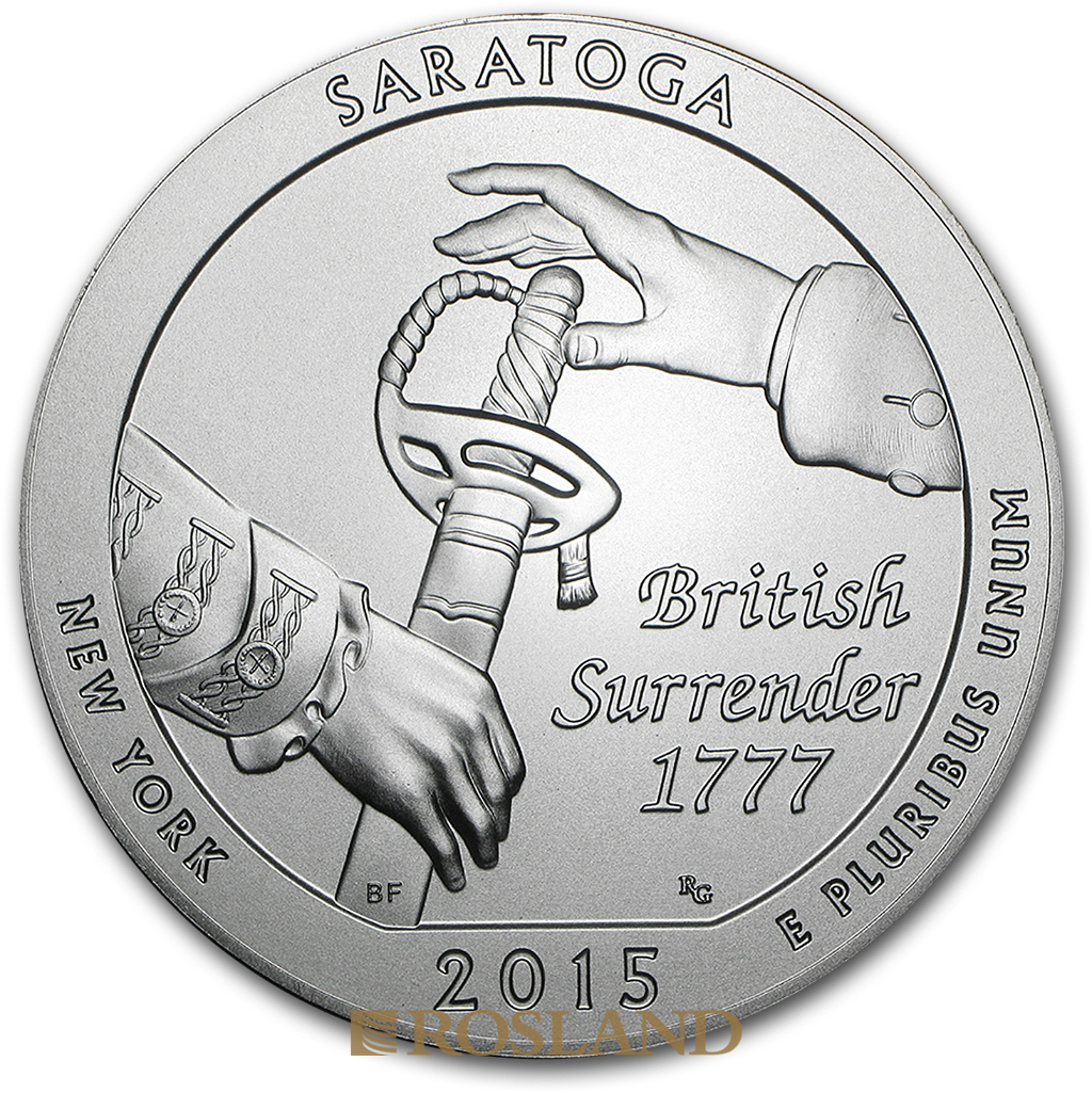 5 Unzen Silbermünze ATB Saratoga National Historical Park 2015 P (Box, Zertfiikat)