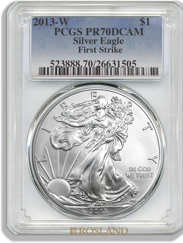 1 Unze Silbermünze American Eagle 2013 (W) PP PCGS PR-70 (FS, DCAM)