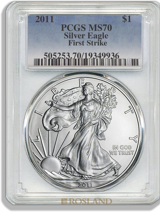 1 Unze Silbermünze American Eagle 2011 PCGS MS-70 First Strike