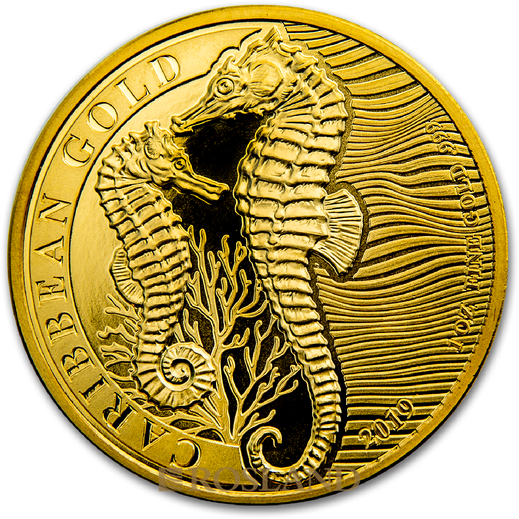 1 Unze Goldmünze Barbados Seepferd 2019 (Box, Zertifikat)