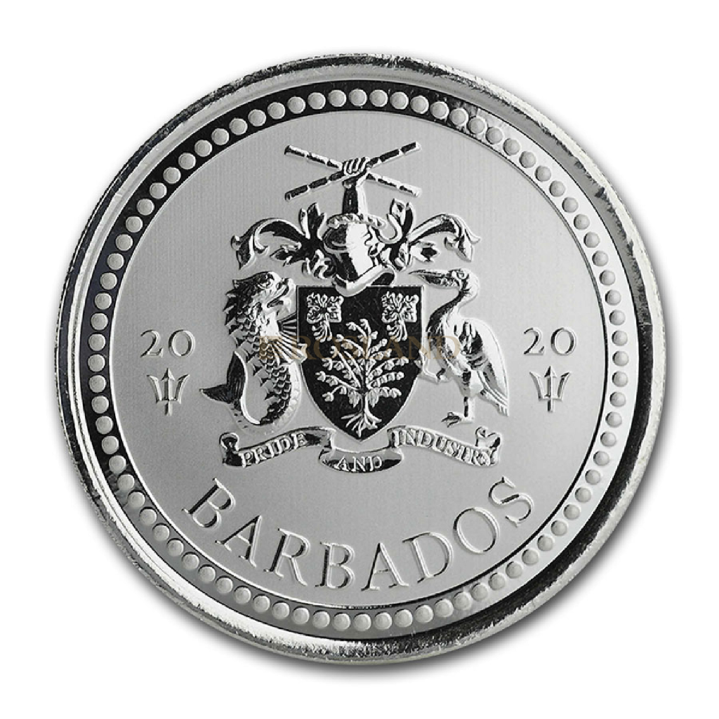 1 Unze Silbermünze Barbados Dreizack 2020