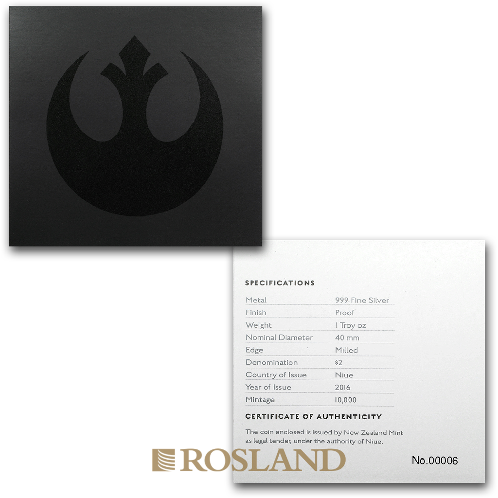 1 Unze Silbermünze Star Wars™ R2-D2 2016 PP (Box, Zertifikat)