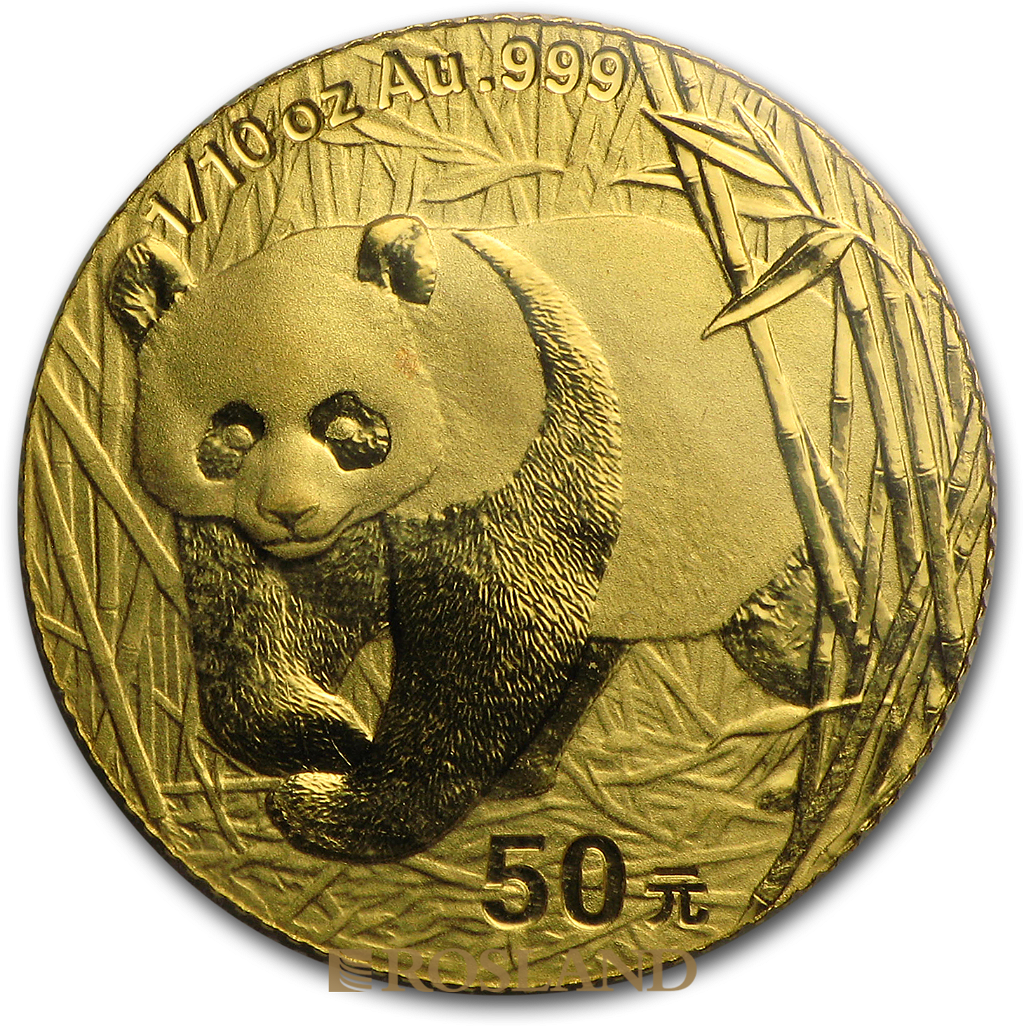 1/10 Unze Goldmünze China Panda 2001