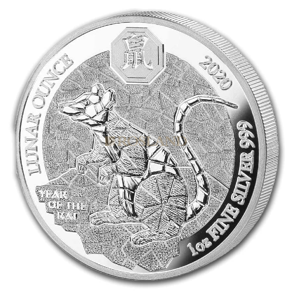 1 Unze Silbermünze Ruanda Lunar Ratte 2020 PP