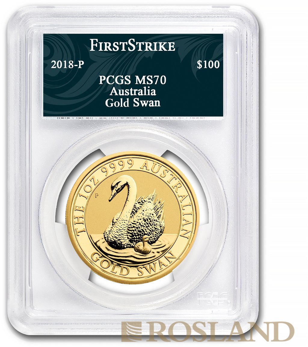 3 Gold- und Silbermünzen Set Australien Schwan #7 2018 PP PCGS MS/PR-70