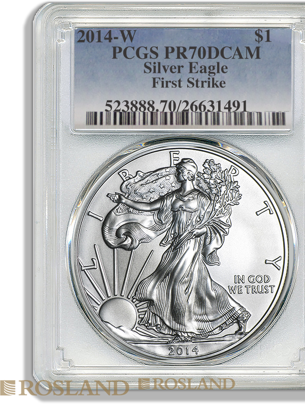 1 Unze Silbermünze American Eagle 2014 (W) PP PCGS PR-70 (FS, DCAM)