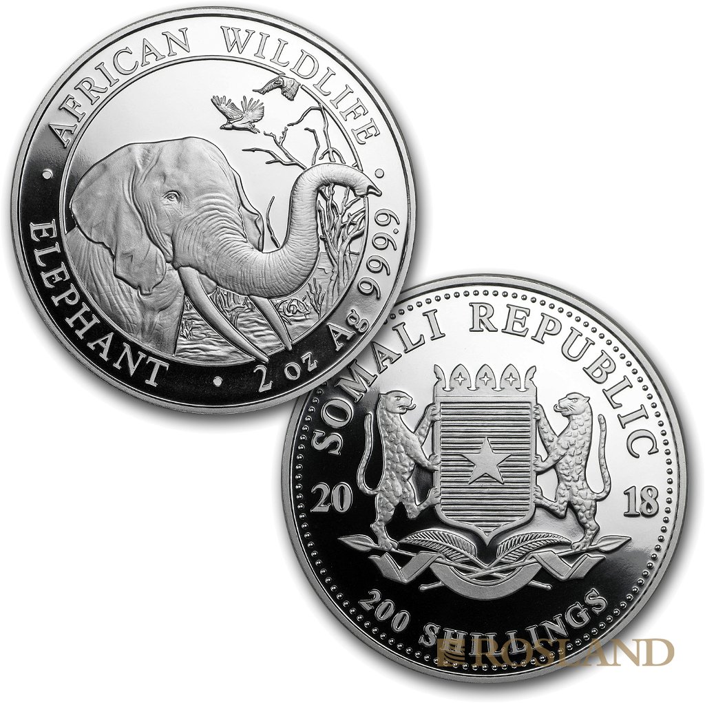3,75 Unzen 4 Silbermünzen Somalia Elefant 2018 PP (Box, Zertifikat)