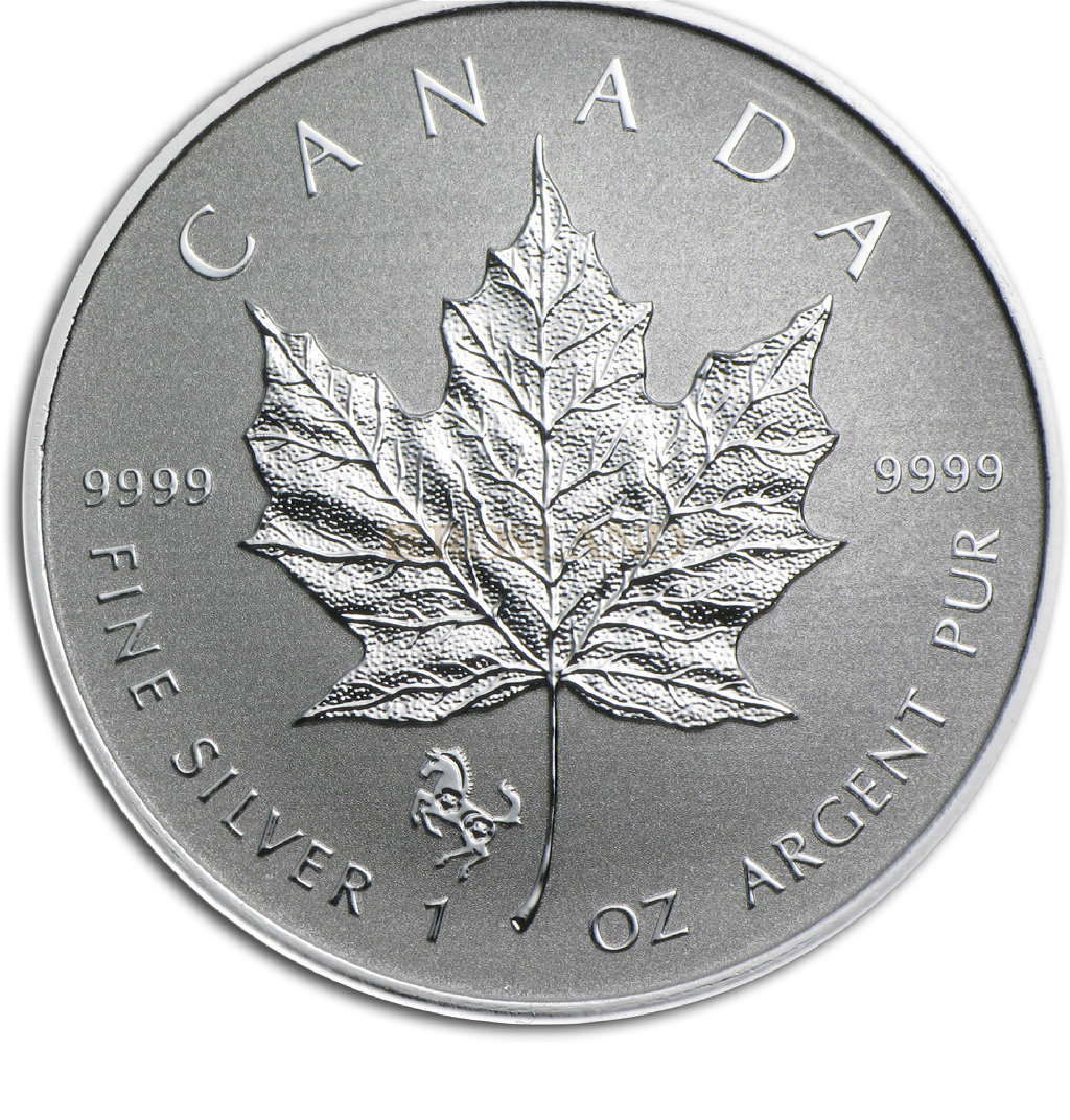 1 Unze Silbermünze Kanada Maple Leaf Lunar Pferd 2014
