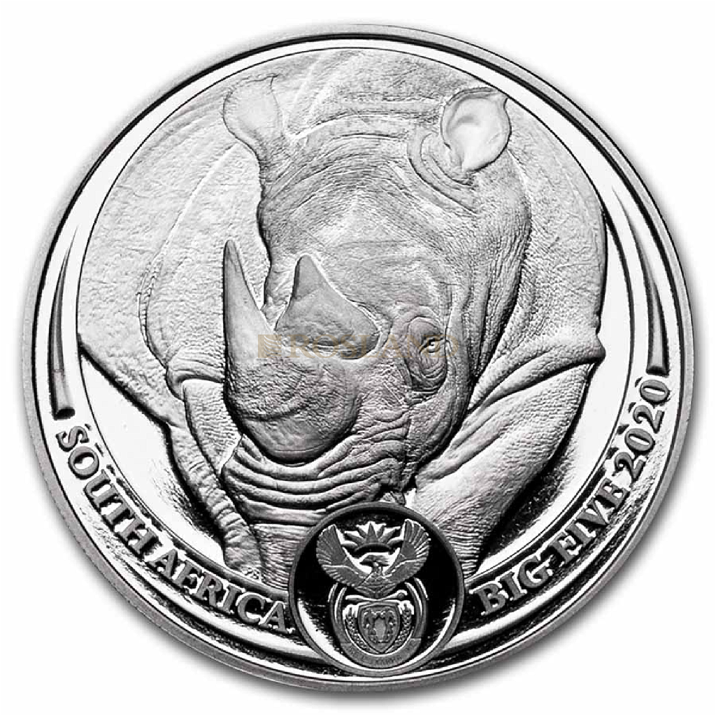 1 Unze Platinmünze Big Five Rhino 2020 PP (Box, Zertifikat) 