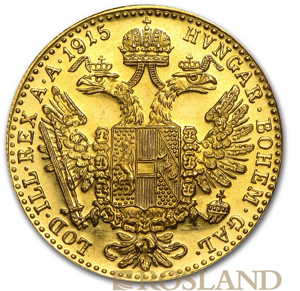 1 Gold-Dukat Münze Österreich 1915 Prooflike
