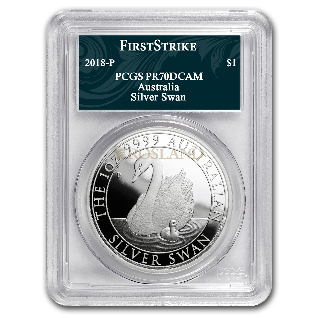1 Unze Silbermünze Australien Schwan 2018 PP PCGS PR-70 (DCAM, FS)
