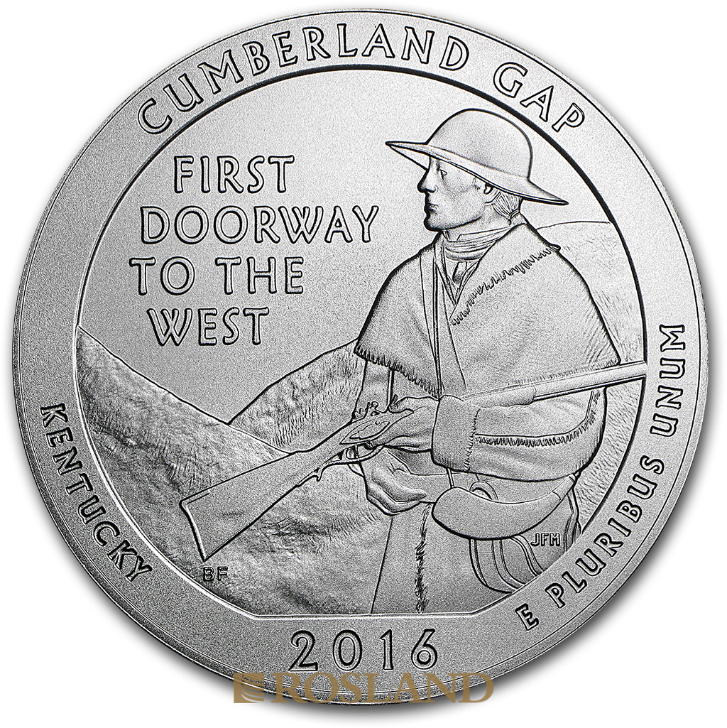 5 Unzen Silbermünze ATB Cumberland Gap National Historical Park 2016 P (Box, Zertifikat)