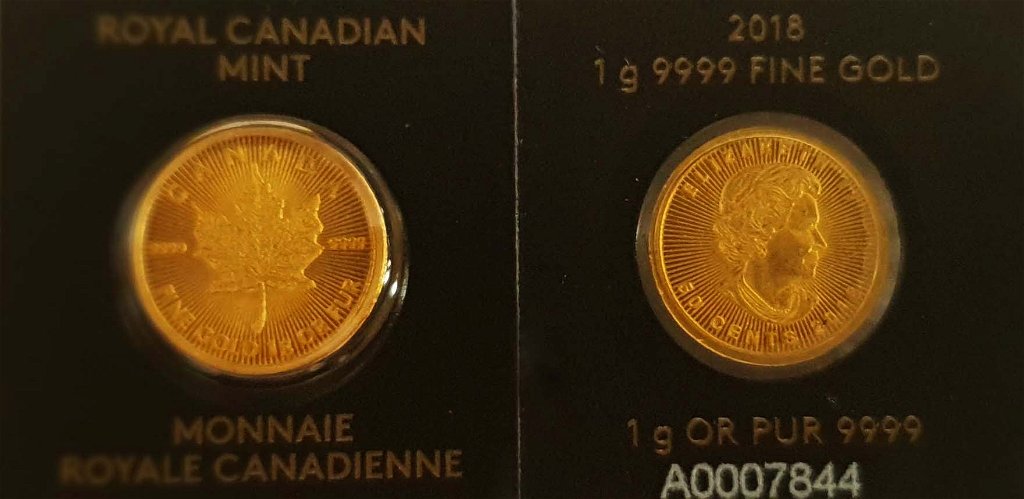 1 Gramm Goldmünze Kanada Maple Leaf 2018