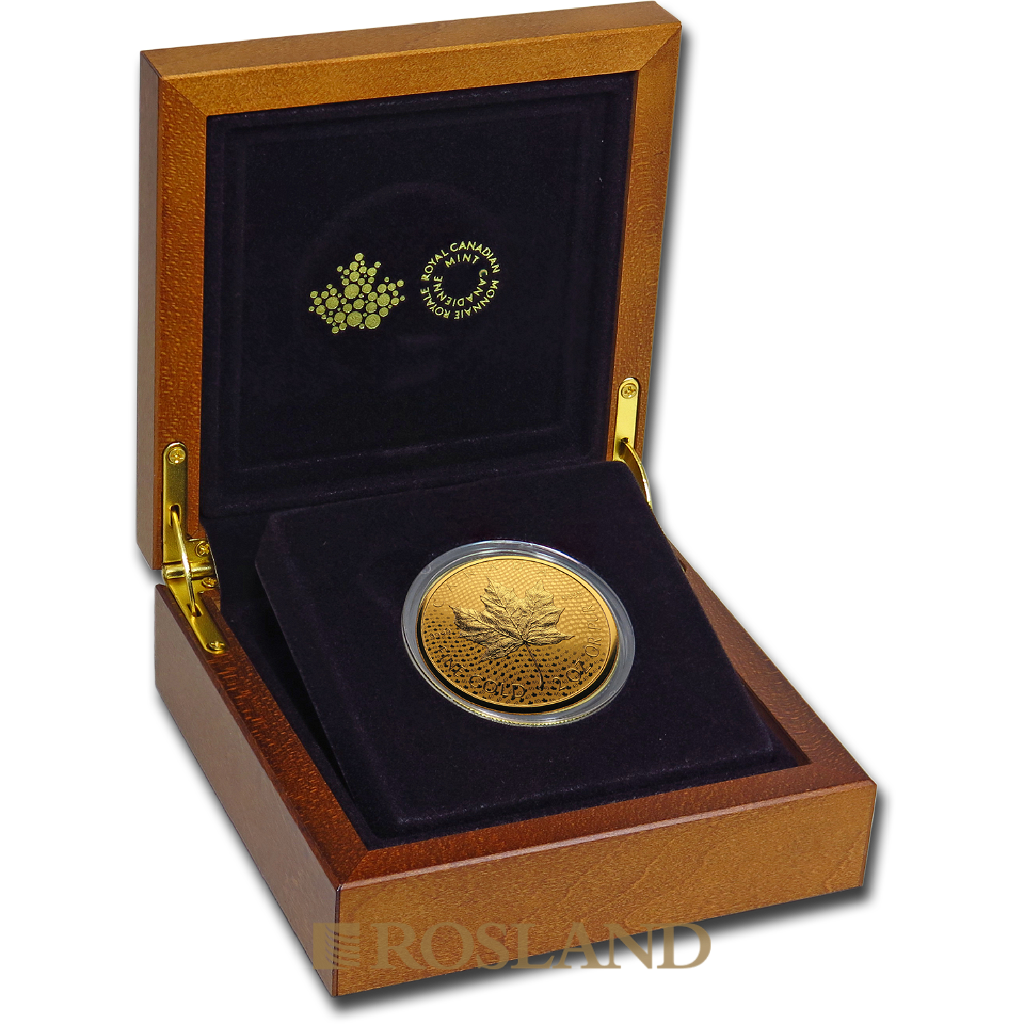 2 Unzen Goldmünze Kanada Maple Leaf 40 Jahre Jubiläum 2019 PP (Box, Zertifikat)