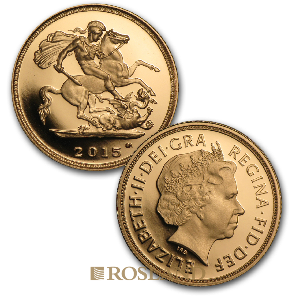 .823 Unzen - 3 Goldmünzen Set Großbritannien Sovereign 2015 PP (Box, Zertifikat)