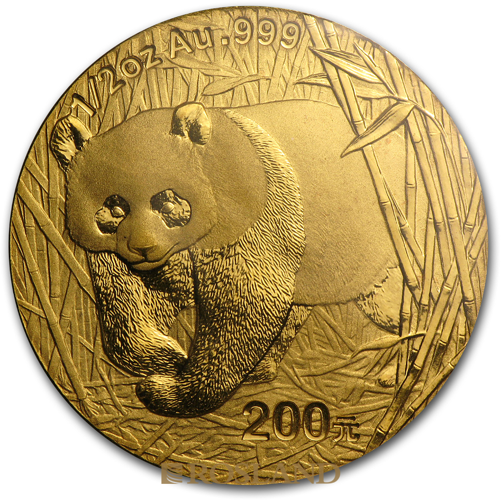 1/2 Unze Goldmünze China Panda 2001