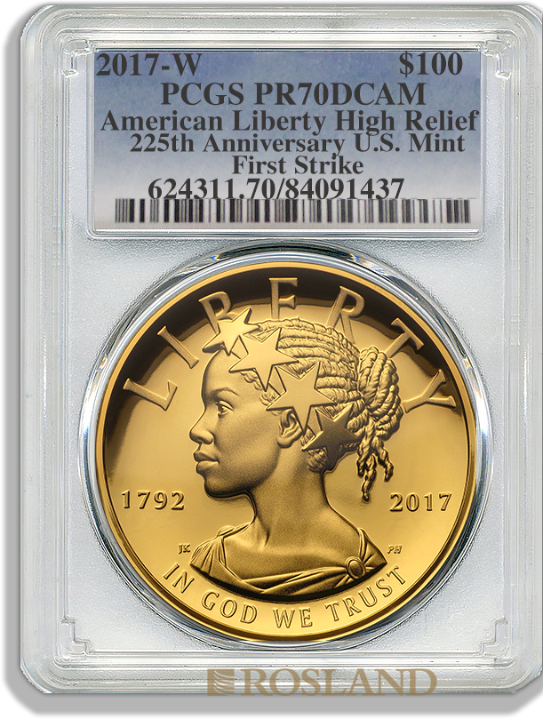 1 Unze Goldmünze American Liberty 2017 PP PCGS PR-70 (HR, DCAM, FS)