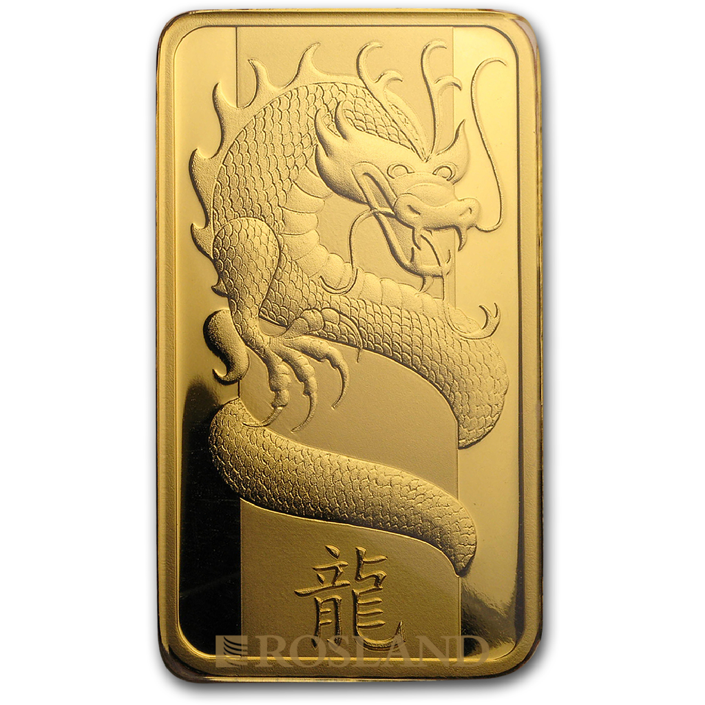 100 Gramm Goldbarren PAMP Jahr des Drachens 2012