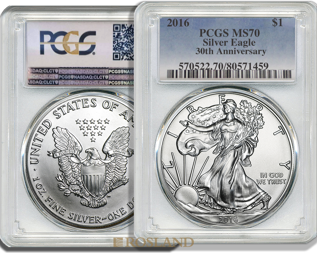 1 Unze Silbermünze American Eagle 2016 PCGS MS-70