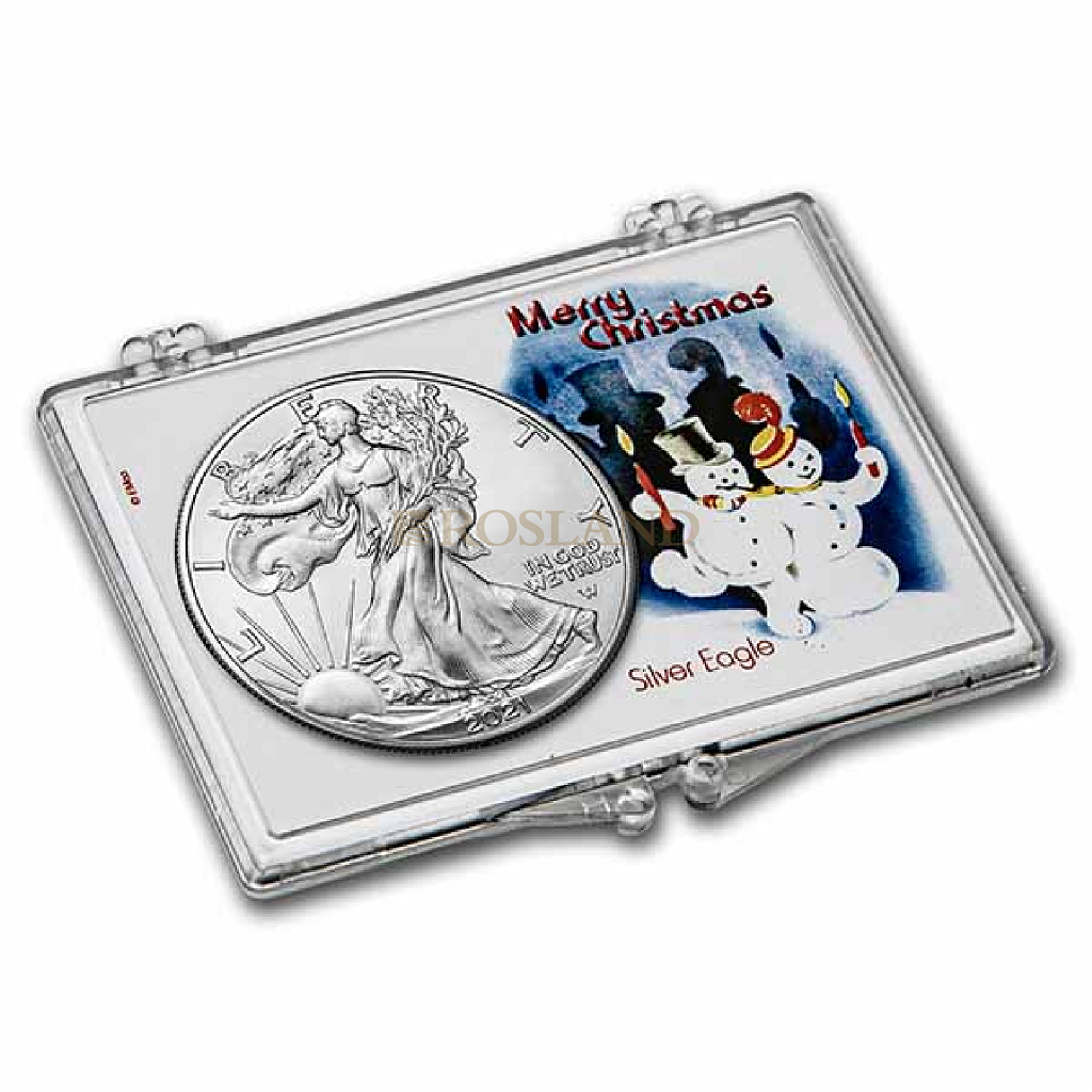 1 Unze Silbermünze American Eagle 2021 Type 2 Weihnachten Motiv 7 (Snaplock)