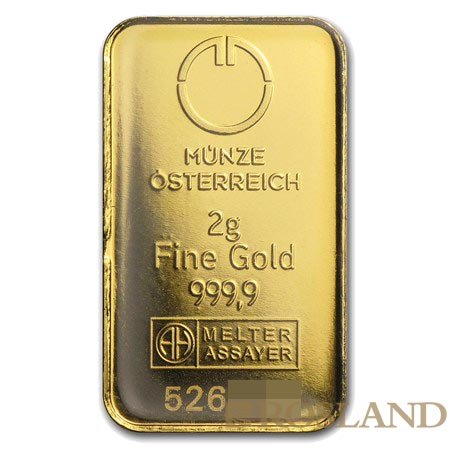 2 Gramm Goldbarren Münze Österreich