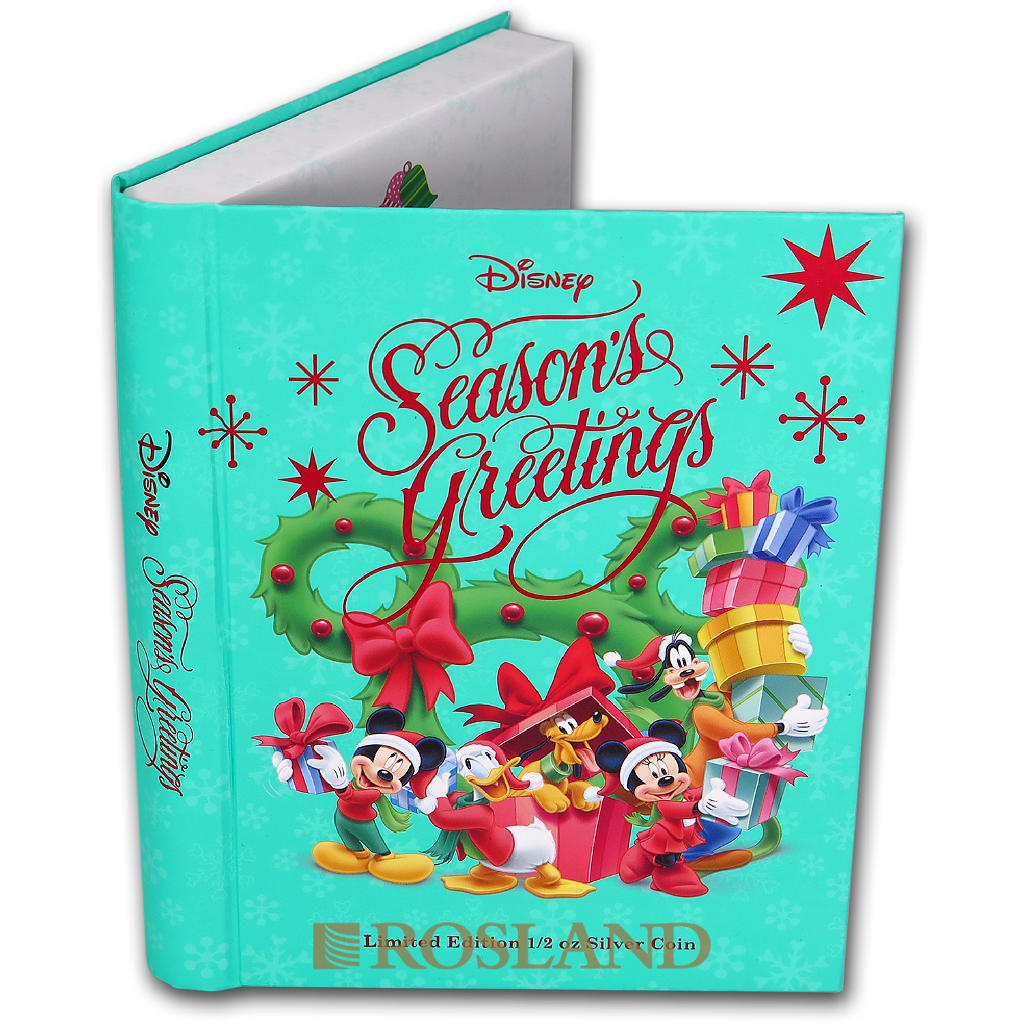 1/2 Unze Silbermünze Disney® Micky Maus Season's Greetings 2018 PP (Koloriert, Box, Zertifikat)