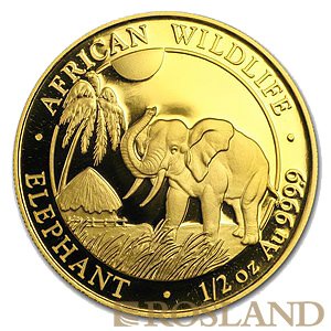 1/2 Unze Goldmünze Somalia Elefant 2017
