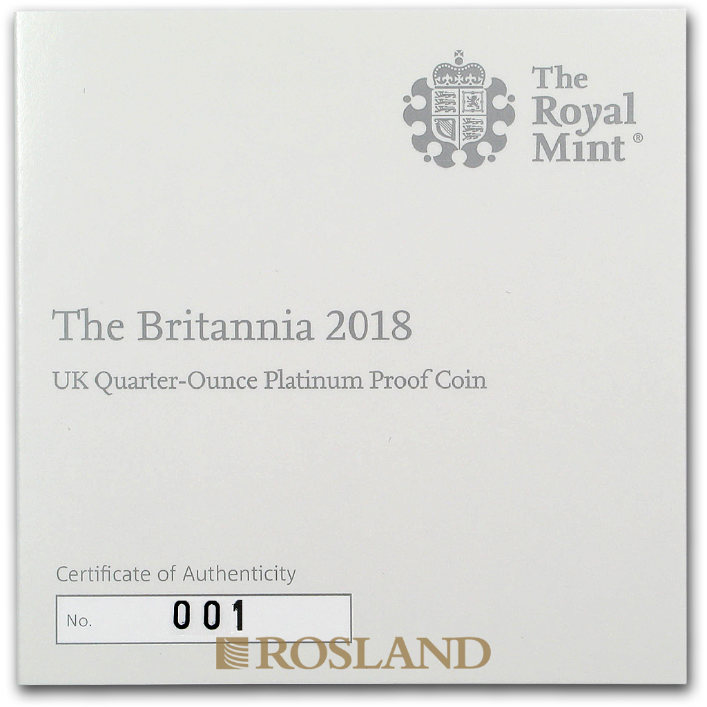 1/4 Unze Platinmünze Britannia 2018 PP (Box, Zertifikat)