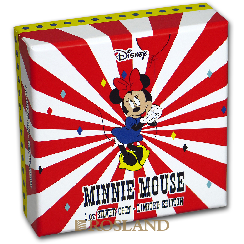 1 Unze Silbermünze Disney® Minnie Maus 2019 PP (Koloriert, Box, Zertifikat)