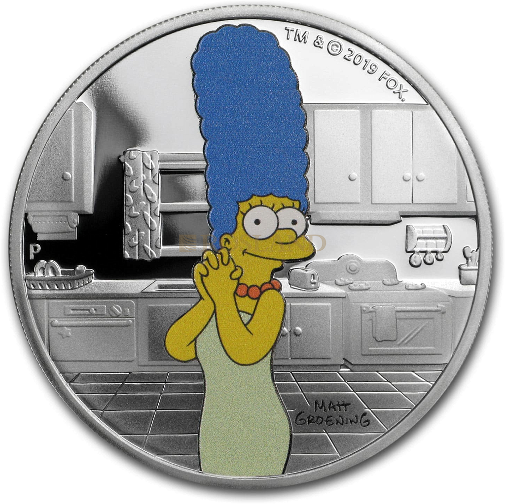 1 Unze Silbermünze Tuvalu Simpsons Marge 2019 PP (Koloriert, Box, Zertifikat)